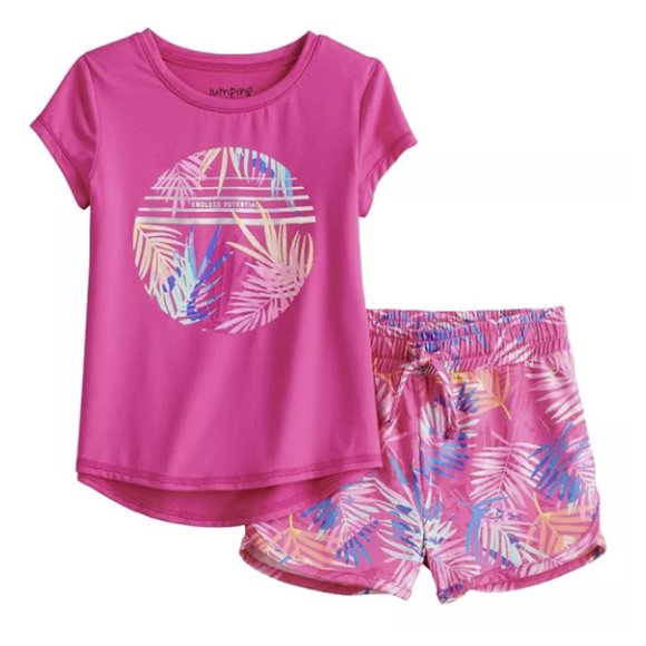 TODDLER GIRL JUMPING BEAN 2 PIECE SHORT SET SIZE 12M  #K49 - Picture 1 of 2